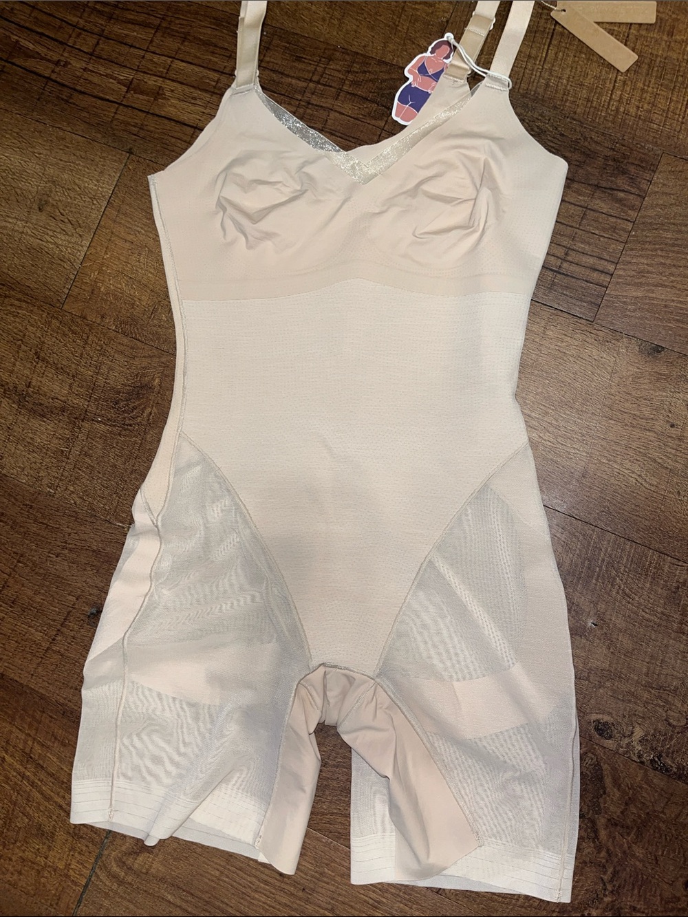 Girls Light Nude Shaping One-Piece Bodysuit with Adjustable Straps